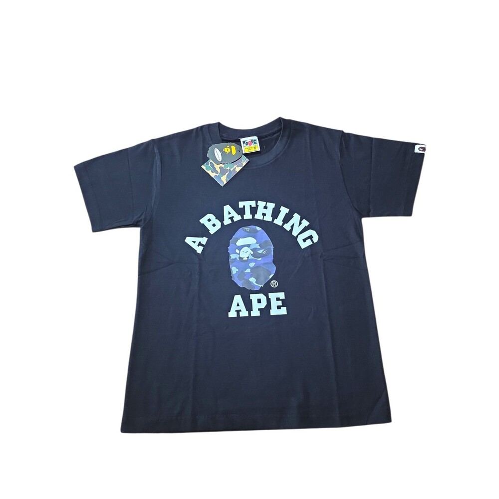 BAPE BY A BATHING APE SPACE CAMO COLLEGE MEN'S T-SHIRT BLACK CAMO MD NWT